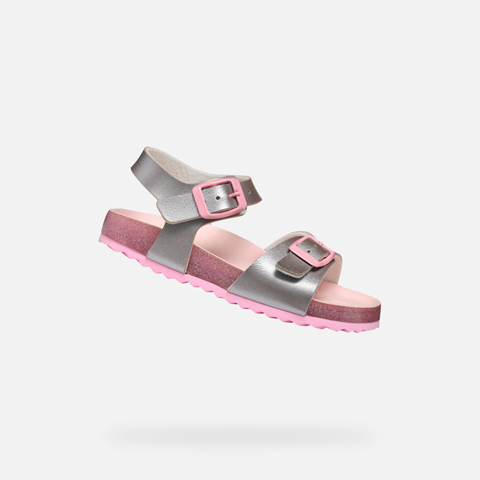 Offene sandalen ADRIEL JUNIOR Silber/Rosa | GEOX