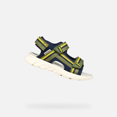 Sandales &agrave; scratch SANDAL AIRADYUM GAR&Ccedil;ON Vert militaire/Bleu marine | GEOX