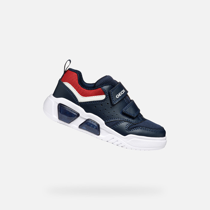 Shoes with lights ILLUMINUS JUNIOR Navy/Red | GEOX