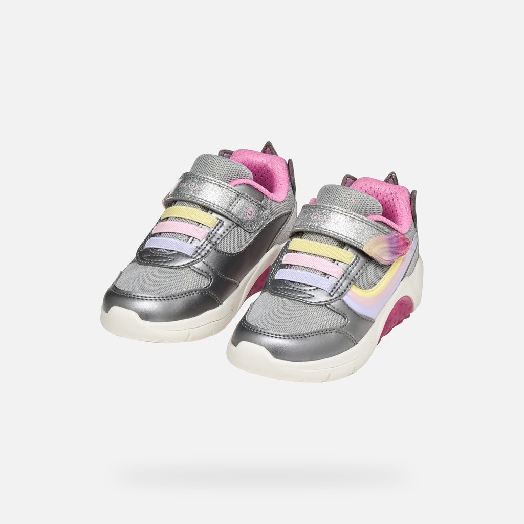 Shoes with lights FADINLIGHT GIRL Silver/Multicolor - image number 8 | GEOX