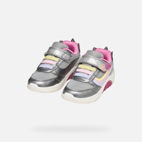 Shoes with lights FADINLIGHT GIRL Silver/Multicolor - image number 8 | GEOX
