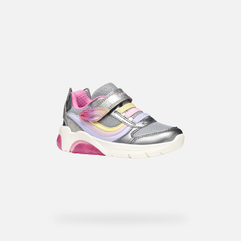 Shoes with lights FADINLIGHT GIRL Silver/Multicolor - image number 2 | GEOX