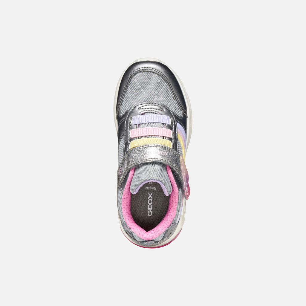 Shoes with lights FADINLIGHT GIRL Silver/Multicolor - image number 5 | GEOX