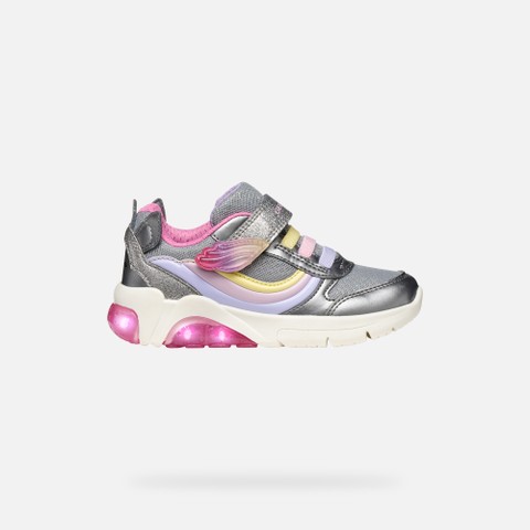 Shoes with lights FADINLIGHT GIRL Silver/Multicolor - image number 1 | GEOX