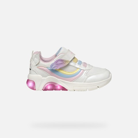 Shoes with lights FADINLIGHT GIRL White/Multicolor - image number 2 | GEOX