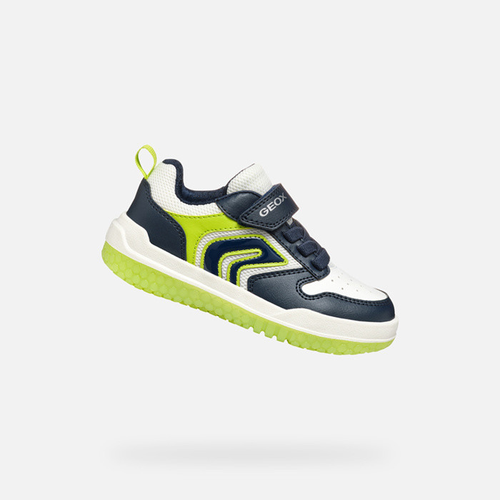 Chaussures avec lumières BUZZERLIGHT GARÇON Bleu marine/Citron vert | GEOX