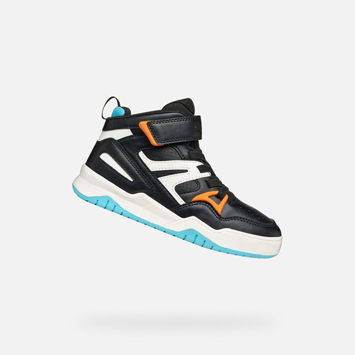 Sneakers alte PERTH BAMBINO Nero/Arancione | GEOX