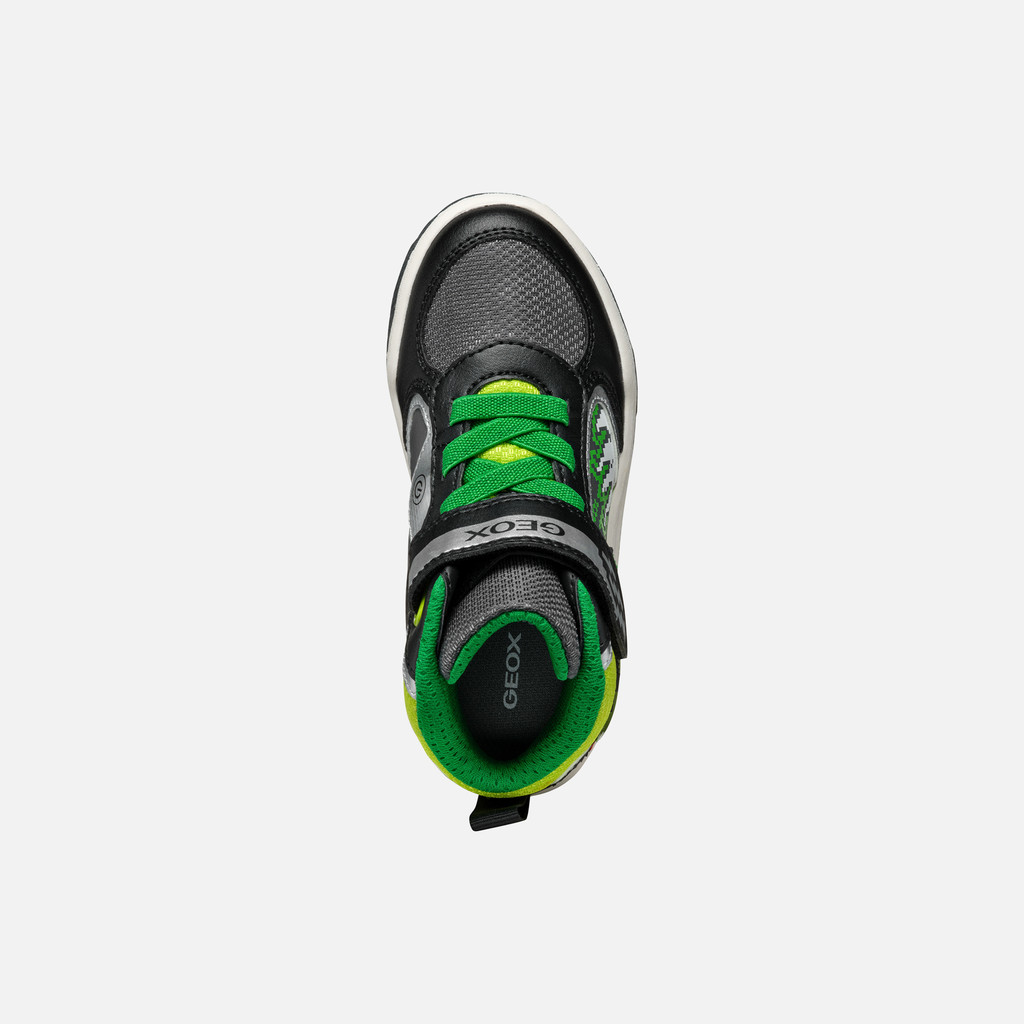 Shoes with lights INEK BOY Black/Lime - image number 5 | GEOX