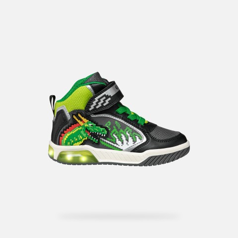 Shoes with lights INEK BOY Black/Lime - image number 1 | GEOX