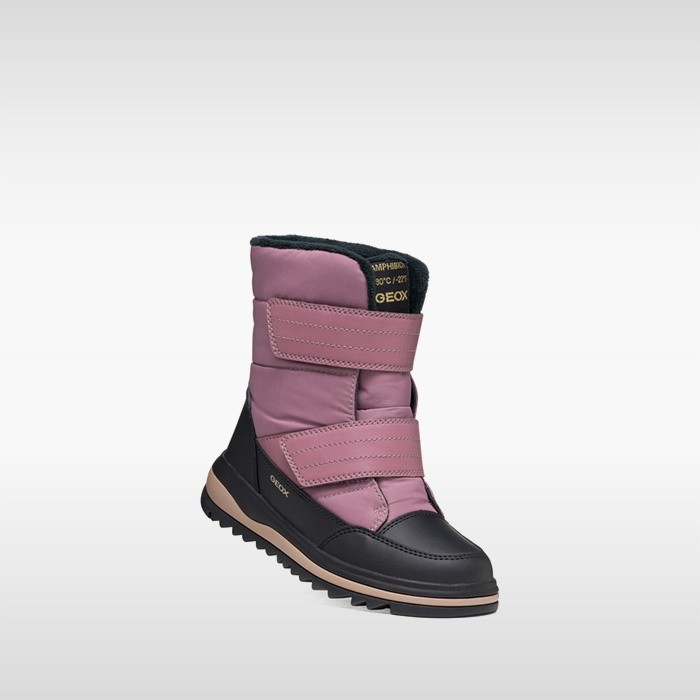 Waterproof snow ankle boots ADELHIDE ABX GIRL Dark rose/Black | GEOX