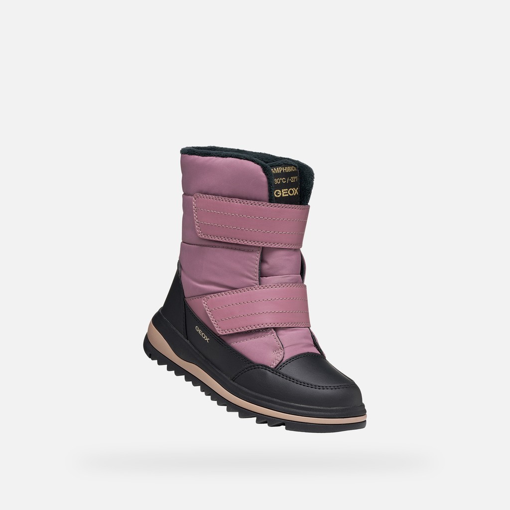 Waterproof snow ankle boots ADELHIDE ABX GIRL Dark rose/Black - image number 4 | GEOX