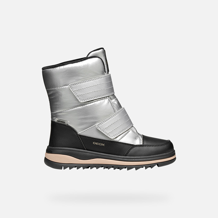 Winter boots ADELHIDE ABX GIRL Silver/Black | GEOX