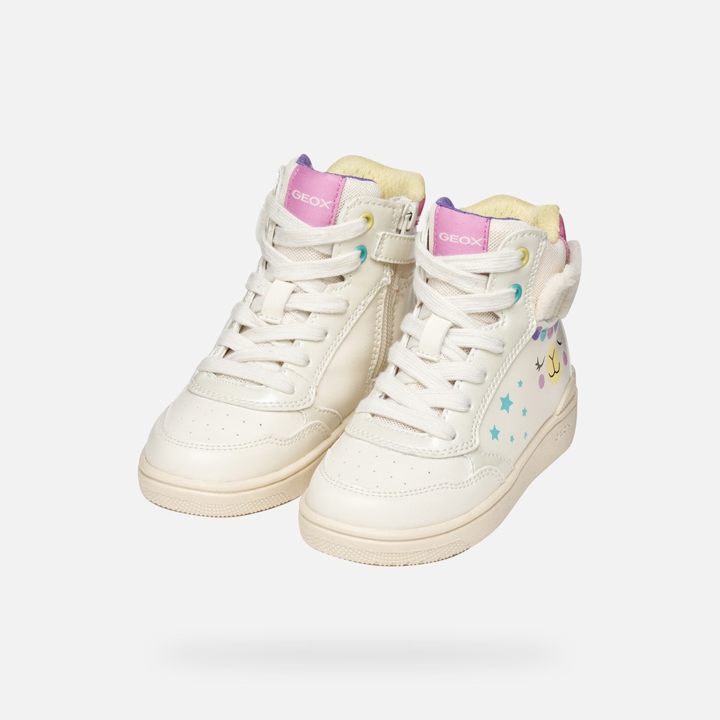 High top sneakers WASHIBA GIRL Light ivory/Multicolor - image number 7 | GEOX