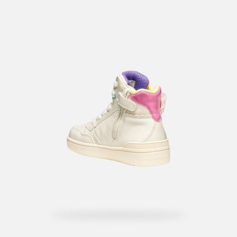 High top sneakers WASHIBA GIRL Light ivory/Multicolor - image number 3 | GEOX