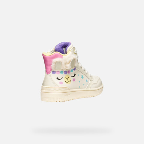 High top sneakers WASHIBA GIRL Light ivory/Multicolor - image number 4 | GEOX