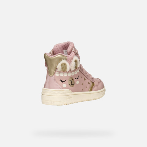 High top sneakers WASHIBA GIRL Old Rose/Platinum - image number 4 | GEOX