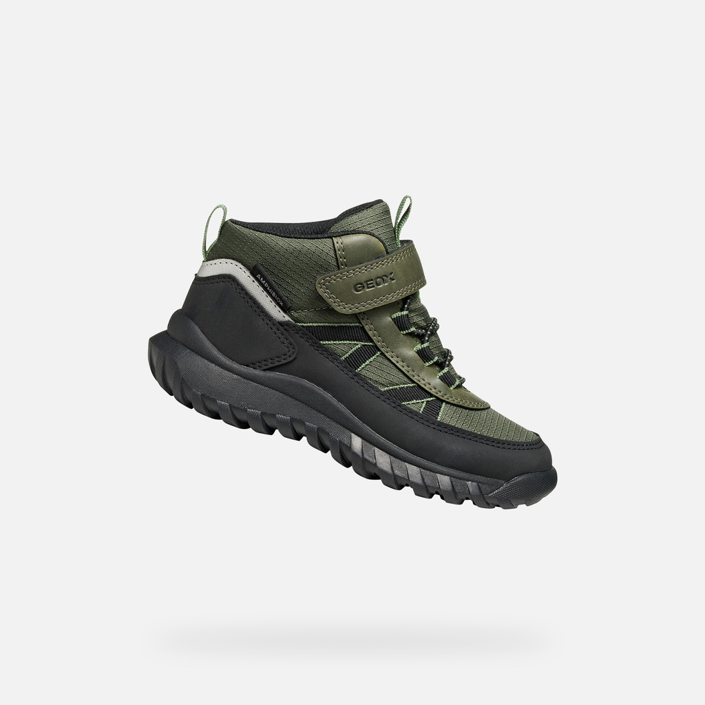 Waterproof ankle boots SIMBYOS ABX BOY Dark Green/Black - image number 0 | GEOX