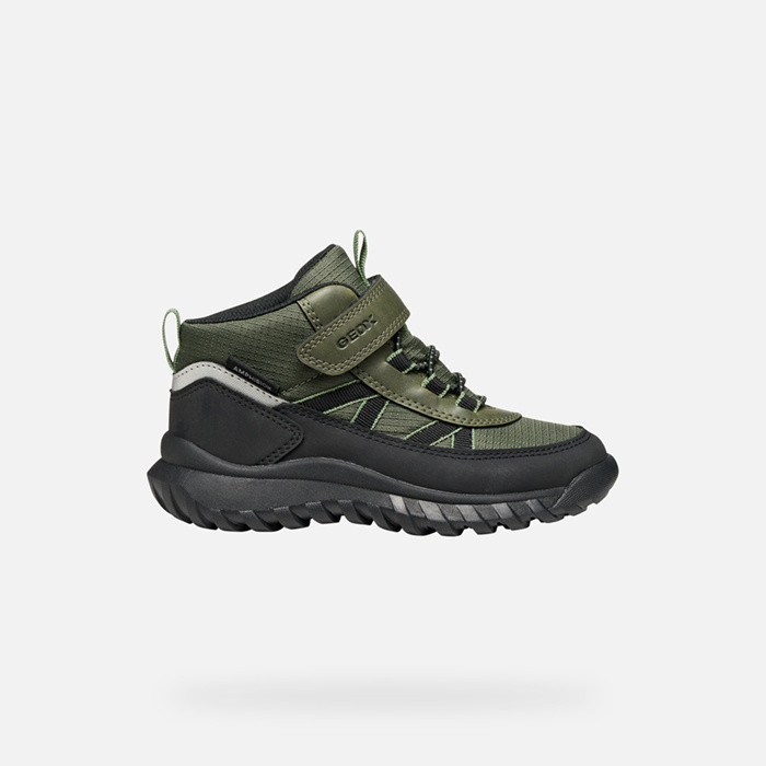Waterproof ankle boots SIMBYOS ABX BOY Dark Green/Black | GEOX