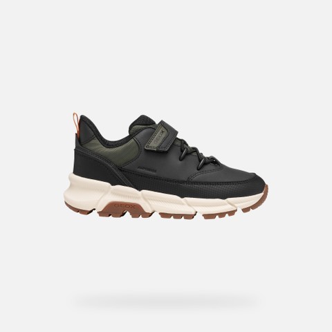 Lightweight cushioned sneakers FLEXYPER PLUS ABX BOY Black/Military - image number 1 | GEOX