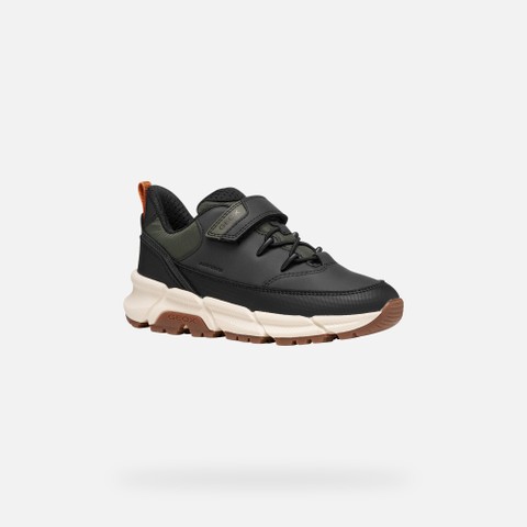 Lightweight cushioned sneakers FLEXYPER PLUS ABX BOY Black/Military - image number 2 | GEOX