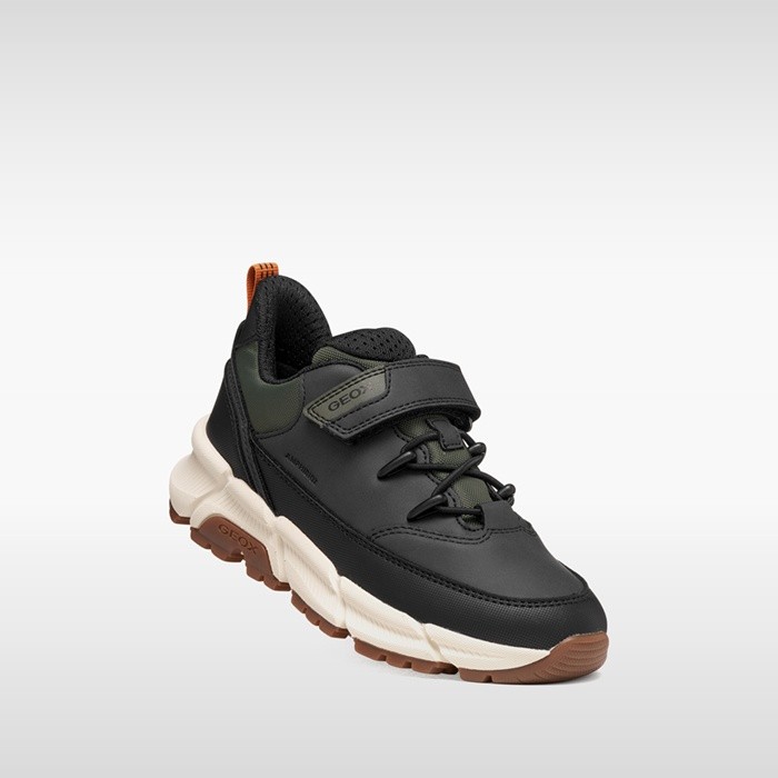 Lightweight cushioned sneakers FLEXYPER PLUS ABX BOY Black/Military | GEOX