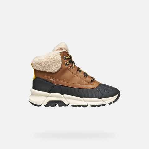 Winter boots FLEXYPER PLUS ABX JUNIOR Brown/Yellow - image number 1 | GEOX