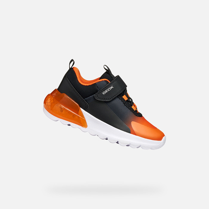 Shoes with lights ACTIVART ILLUMINUS BOY Black/Orange | GEOX