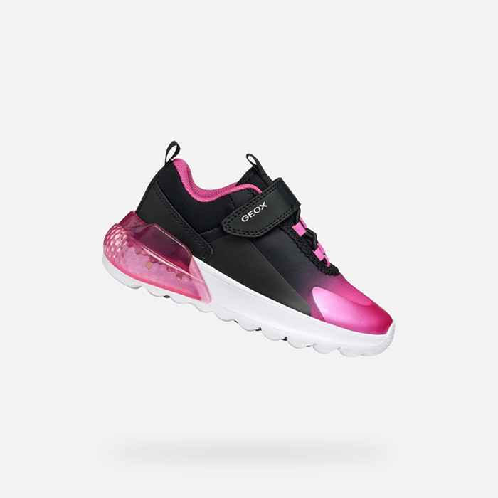Shoes with lights ACTIVART ILLUMINUS JUNIOR Black/Fuchsia | GEOX