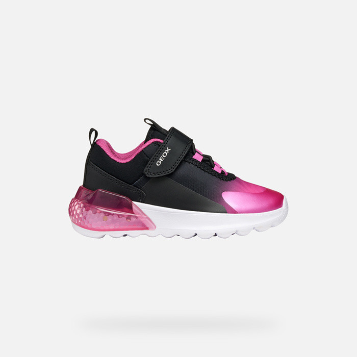 Shoes with lights ACTIVART ILLUMINUS JUNIOR Black/Fuchsia | GEOX