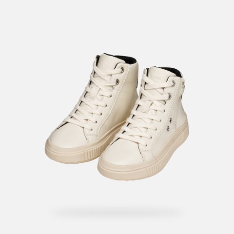 High top sneakers LAQUINNY GIRL Light ivory/Silver - image number 7 | GEOX