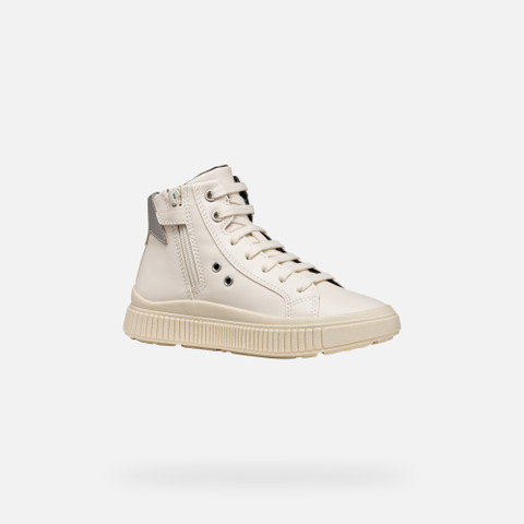 High top sneakers LAQUINNY GIRL Light ivory/Silver - image number 2 | GEOX