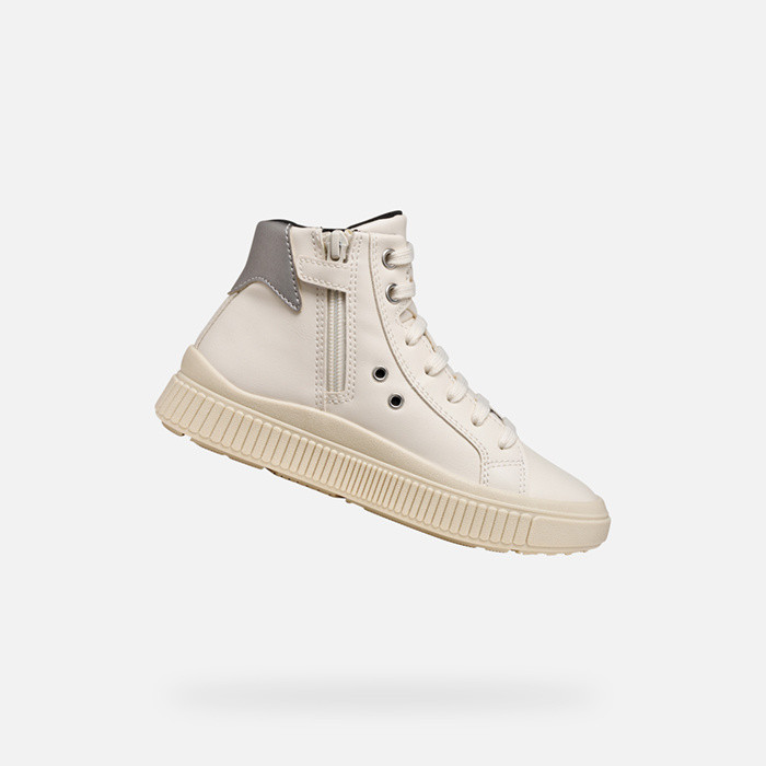 High top sneakers LAQUINNY GIRL Light ivory/Silver | GEOX