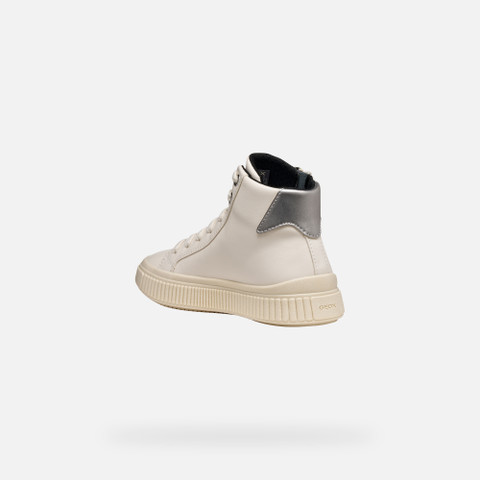 High top sneakers LAQUINNY GIRL Light ivory/Silver - image number 3 | GEOX
