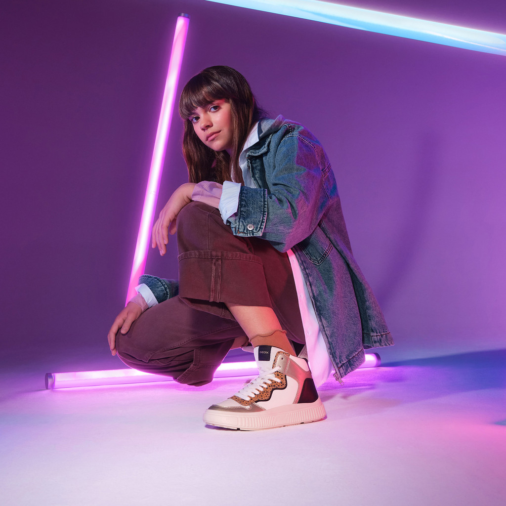 High top sneakers LAQUINNY GIRL Light ivory/Platinum - image number 7 | GEOX