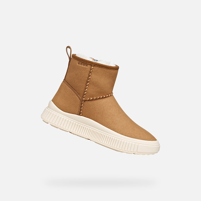 Fur-trimmed ankle boots LAQUINNY GIRL Whisky | GEOX