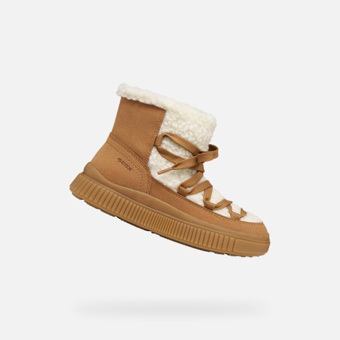 Fur-trimmed ankle boots LAQUINNY GIRL Whisky/Off white | GEOX