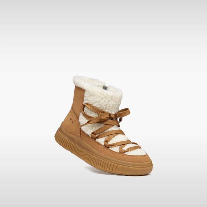 Bottines en fourrure LAQUINNY FILLE Whisky/Blanc cass&eacute; | GEOX