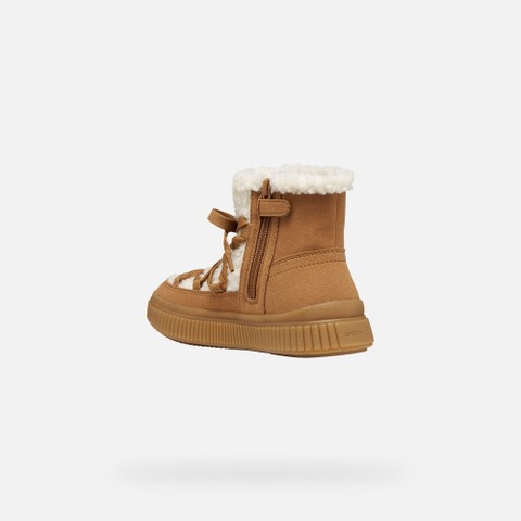 Fur-trimmed ankle boots LAQUINNY GIRL Whisky/Off white - image number 3 | GEOX