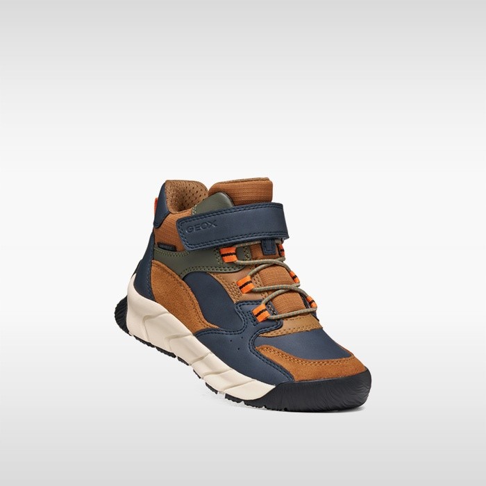 Bottines imperm&eacute;ables FLEXYPER PRO ABX GAR&Ccedil;ON Marron clair/Bleu marine | GEOX