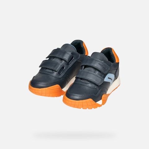 Ténis com tiras RANN-E MENINO Azul marinho/Laranja - image number 8 | GEOX