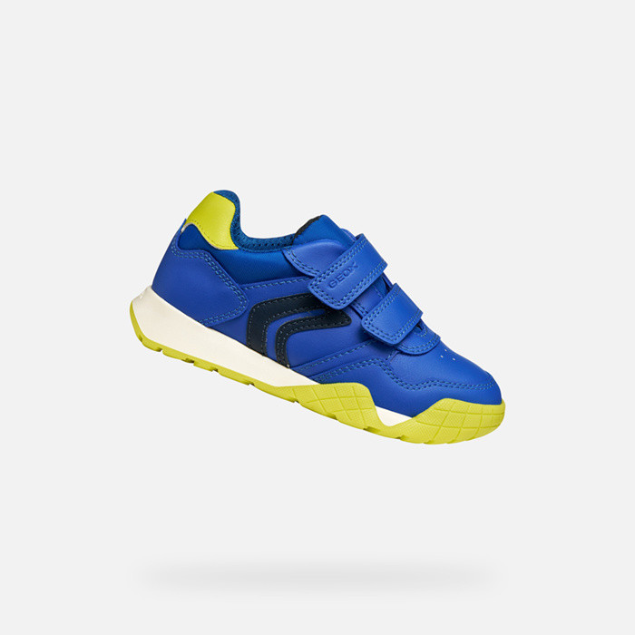 Sneakers à scratch RANN-E GARÇON Bleu roi/Lime | GEOX