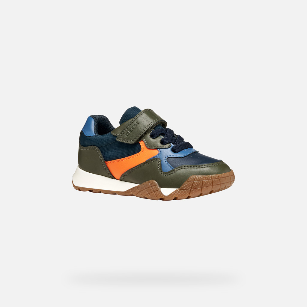 Low top sneakers RANN-E BOY Military/Orange - image number 2 | GEOX