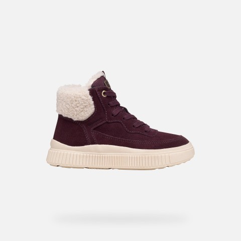 Fur-trimmed ankle boots LAQUINNY   GIRL Dark Burgundy - image number 1 | GEOX
