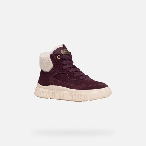 Fur-trimmed ankle boots LAQUINNY   GIRL Dark Burgundy - image number 2 | GEOX