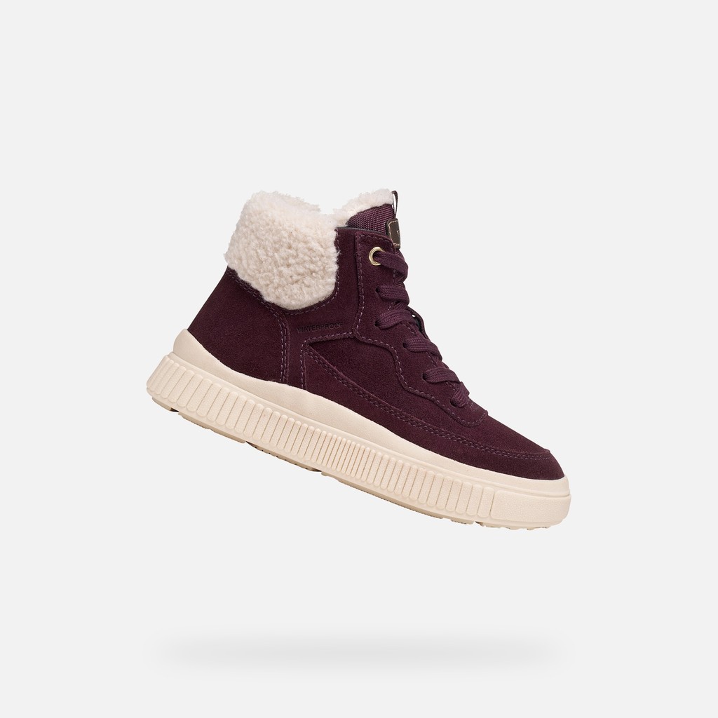 Fur-trimmed ankle boots LAQUINNY   GIRL Dark Burgundy - image number 0 | GEOX