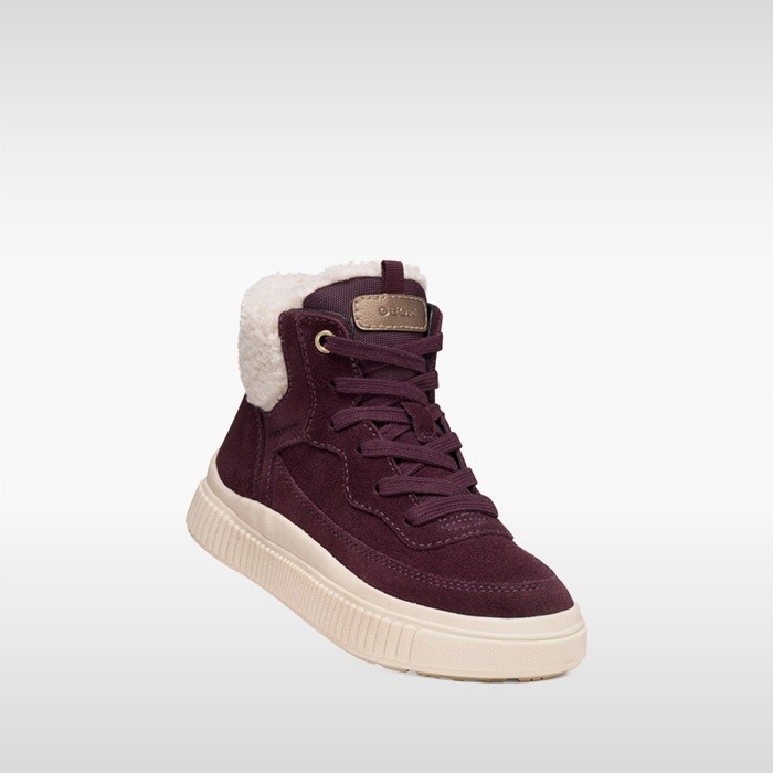 Fur-trimmed ankle boots LAQUINNY   GIRL Dark Burgundy | GEOX
