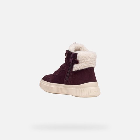 Fur-trimmed ankle boots LAQUINNY   GIRL Dark Burgundy - image number 3 | GEOX