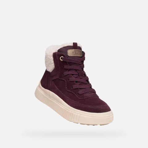 Fur-trimmed ankle boots LAQUINNY   GIRL Dark Burgundy - image number 4 | GEOX