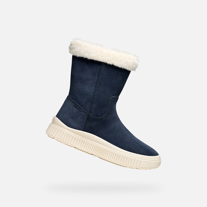 Fur-trimmed ankle boots LAQUINNY   GIRL Dark Navy | GEOX