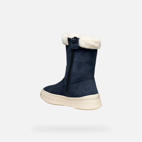 Fur-trimmed ankle boots LAQUINNY GIRL Dark Navy - image number 3 | GEOX